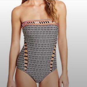 Kenneth Cole Tribal Beat Bandeau One Piece Swimsuit- Cute Cutouts Included